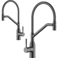 Laveo Grifo de cocina, grifo de pie para lavaplatos, grafito