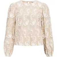 Object Blusa 'OBJMya' beige oscuro / blanco