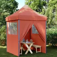 Prolenta Maison Exclusive: Tienda de campaña plegable tipo pop-up con 4 paneles laterales, color terracota