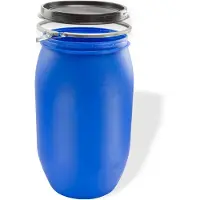 Dema Barril/tanque de plástico con tapa y boca ancha, de 220 litros, color azul