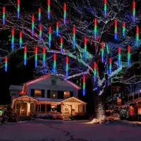 Lapamax Guirnalda de luces tipo "lluvia de meteoritos", interior, 288 LEDs, resistente al agua (IP65), 7V, decoración navideña para ventanas, árboles y jardines, de colores