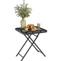 Youjia Mesa plegable para jardín de 70 x 70 cm, resistente a la intemperie. Mesa de acero para balcón, plegable con diseño de corte, cuadrada, ideal para jardín, terraza o balcón