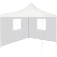 Syfax Carpa plegable profesional con 2 paredes acero blanco 2x2 m
