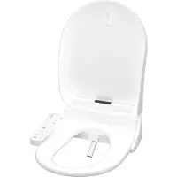 Sfa Asiento de inodoro con función bidé Saniseat, con doble boquilla de ducha, ventilador de aire caliente, control de temperatura, compatible con inodoros estándar