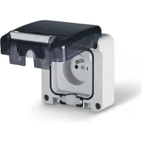 Scame Enchufe empotrado individual, 16A, modelo francés M95, IP66, color gris, marca PROTECTA