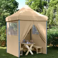 Prolenta Maison Exclusive: Tienda de campaña plegable tipo pop-up para fiestas, con 4 paneles laterales, color beige