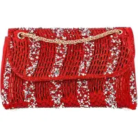 Faina Bolso de hombro rojo / blanco perla
