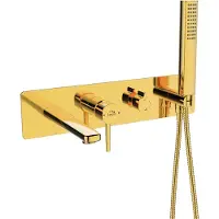 Laveo Grifo de bañera empotrado POLA Gold con juego de ducha