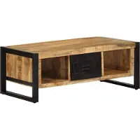 Syfax Mesa de centro de madera maciza de mango rugosa 90x50x36 cm