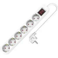 Plastrol Regleta de enchufes Schuko de 6 tomas, 250V, 16A, con cable de 5 metros y interruptor