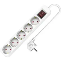 Plastrol Regleta de enchufes Schuko de 5 tomas, con interruptor, de 5 metros, 250V, 16A