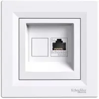 Schneider Electric Conector RJ45 individual para ordenador, categoría Cat.5e, blanco, con marco, modelo EPH4300121