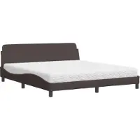 Syfax Cama con colchón Dover de tela marrón oscuro 180x200 cm