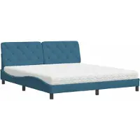 Syfax Cama con colchón terciopelo azul 180x200 cm