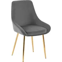 BellaFurn Silla de comedor, amplia comodidad, estructura de metal, tapicería de terciopelo | Color: Gris oscuro. Material del cuerpo: Dorado metálico