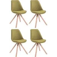 BellaFurn Conjunto de cuatro sillas de visita tapizadas – sillas para anfitriones – excelente comodidad de asiento | Color: Verde | Color del tejido: Natural