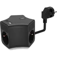 Plastrol Regleta de enchufes con 3 tomas Schuko de 230V, 2 metros de longitud, con puertos USB-A y USB-C y con interruptor. Marca: