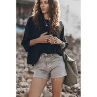 Mikuta The Khaki Faded Denim Shorts Green Talla: W26 | Pantalones Cortos Outlet | Mujer | Marrón