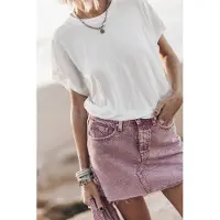 Mikuta The Pink Faded Slit Denim Skirt Pink Talla: M | Mini Faldas Outlet | Mujer | Rosa