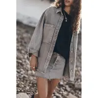 Mikuta The Khaki Faded Denim Overshirt Khaki Talla: S | Chaquetas Vaqueras Outlet | Mujer | Marrón
