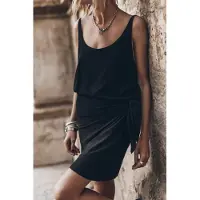 Mikuta The Black Short Knotted Dress Black Talla: M | Mini Vestidos Outlet | Mujer | Negro