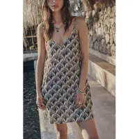 Mikuta The Black Printed Short Crinkle Dress Black Talla: S | Mini Vestidos Outlet | Mujer | Negro