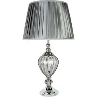 Searchlight Lámpara de mesa Greyson, pantalla de tela en gris