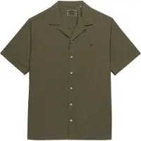 Superdry para hombre. M4011138A Camisa Cabana marrón verdoso (M), Casual, Algodón, Manga corta, outlet 2026.