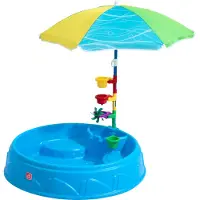Step2 Play and Shade Juego Piscina infantil con Parasol y accesorios | Juguete con agua de Plastico para ninos en azul | Piscina infantil sin aire