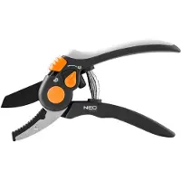 Neo Tools Tijeras de podar de yunque, rango de 200 mm, hasta 18 mm de espacio ajustable