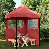 Prolenta Maison Exclusive: Tienda de campaña plegable tipo pop-up para fiestas, con 2 paneles laterales, color burdeos
