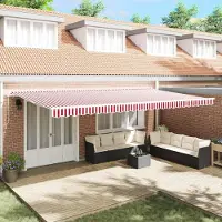 Prolenta Maison Exclusive: Toldo manual, 6 x 3,5 metros, con rayas rojas y blancas