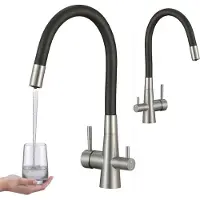 Laveo Grifo para lavabo con caño flexible, compatible con los filtros de agua RIVECO
