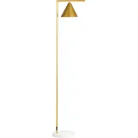 HOMCOM Lámpara de pie de 40W, lámpara de pie de acero color dorado, pantalla cónica ajustable, base de mármol, 153 cm de altura, ideal para salones y dormitorios, en color dorado y blanco