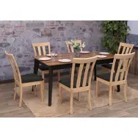 Mendler Juego de 6 sillas de comedor modelo HWC-G46, sillas para cocina, tapizadas en tela/textil, con estructura de madera maciza, color natural, y patas negras