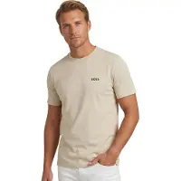 BOSS para hombre. 50506373 Camiseta con Logo a Contraste beige (XL), Casual, Algodón, Manga corta, outlet 2026.