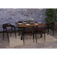 Mendler Juego de 6 sillas de comedor HWC-P29, sillas de cocina, sillas con respaldo, sillas tapizadas, estilo industrial, retro, vintage, cuero sintético, color marrón oscuro
