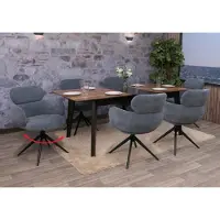 Mendler Juego de 6 sillas de comedor HWC-O77, sillas para cocina, giratorias con retorno automático, tapizadas en tela de chenilla (310g/m²), color gris-azul