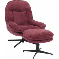 Mendler Sillón reclinable con reposapiés, modelo HWC-P32. Sillón para televisión con suspensión Nosag, giratorio, estructura de metal, tapizado en tela/textil de chenilla (370 g/m²), color morado