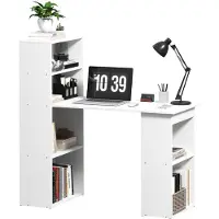 HOMCOM Mesa de escritorio, mesa de comedor con estantería, mesa de ordenador, mesa de trabajo, mesa para portátil ()