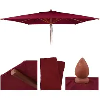 Mendler Funda de repuesto para sombrilla de madera para uso en hostelería, modelo HWC-C57b. Funda para sombrilla, de forma cuadrada, 4x4 metros, fabricada en poliéster, color burdeos