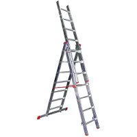 Alumaxx Escalera de aluminio Promo Step, modelo tripple, con 3 tramos de 12 escalones