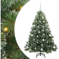 vidaXL Árbol de Navidad artificial con 150 luces LED, color verde, 150 cm, fabricado con materiales PE y PVC