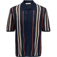 Only & Sons Cárdigan 'ONSLEON' azul oscuro / marrón claro / rojo anaranjado / blanco