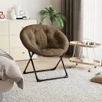 StarTech.com Silla tipo huevo - Silla reclinable de estilo lounge, tapizada en imitación piel - Estructura de metal - Asiento acolchado - Plegable y portátil - Sin reposabrazos - Color marrón café