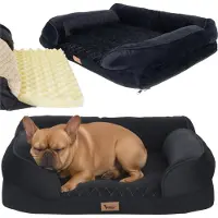 Purlove Cama ortopédica para perros, tamaño S, 80 x 65 cm, color negro