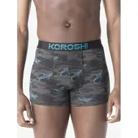 KOROSHI Calzoncillo boxer turquesa / gris / negro