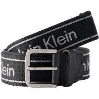 Calvin Klein Cinturón 'Rounded Buckle Logo Webbing' gris claro / negro