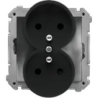 Kontakt-Simon Enchufe doble con toma de tierra y protección infantil, color negro mate, modelo Simon 55 TGZ2MCZ.01/149, marca Simon