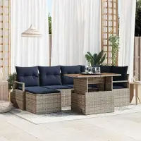 Prolenta Maison Exclusive - Juego de sofá de jardín de 7 piezas, color gris, fabricado en ratán sintético